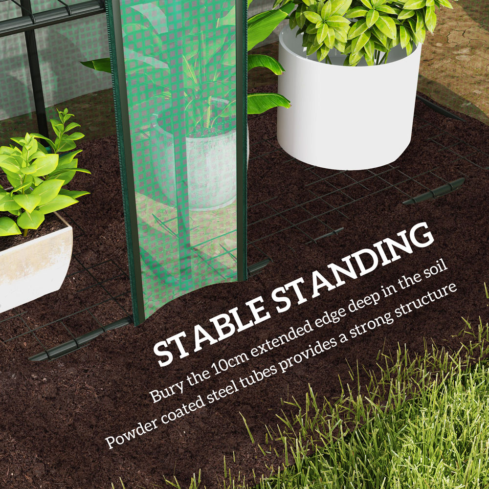 Outsunny 3 Tier Green PE Cover Lean To 4.7 x 7ft Mini Greenhouse Image 7