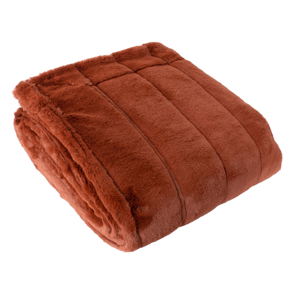 Paoletti Empress Rust Large Faux Fur Throw 140 x 200cm Image 3