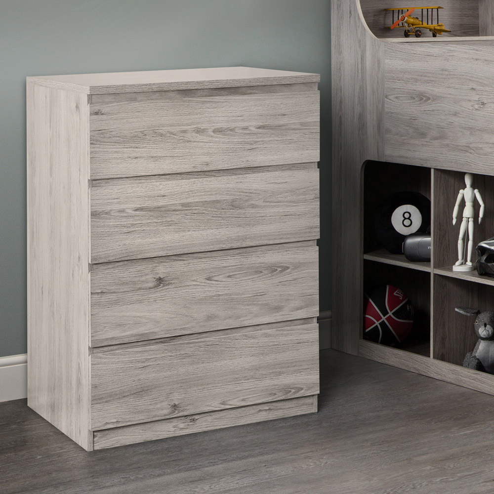 Julian Bowen Jupiter 4 Drawer Grey Oak Chest of Drawers Image 5