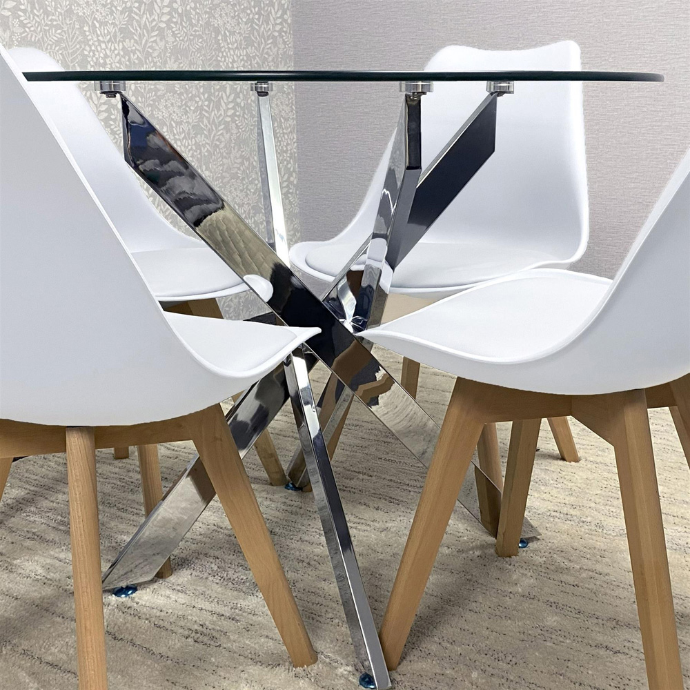 Kosy Koala Maya Tulip 4 Seater Round Glass Dining Set White Image 3