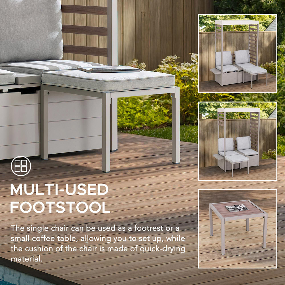 Sunjoy 2 Seater Under storage Patio Loveseat with Footstool and Canopy Image 8