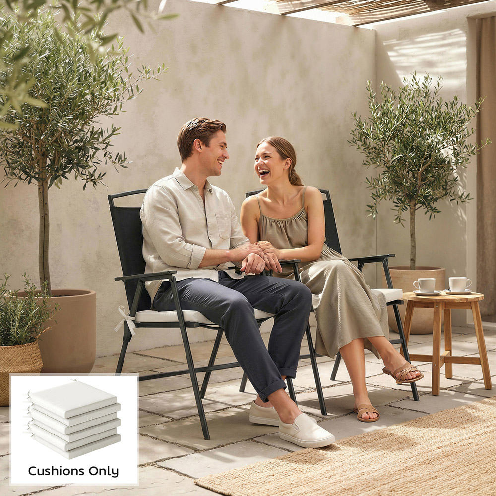 Outsunny Cream White Seat Cushion with Machine Washable Cover 46 x 42cm 6 Pack Image 3