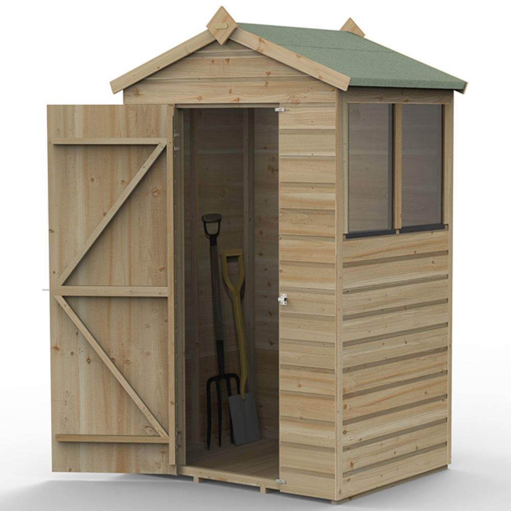 Forest Garden Beckwood 4 x 3ft Single Door 2 Windows Shiplap Apex Shed Image 3