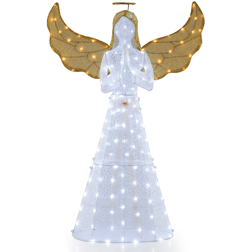 Costway 150 LED Light-Up Winged Holiday Figure 5ft with Ground Stakes Image 2