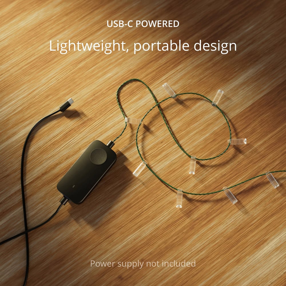 Twinkly 200 RGB Christmas Candle Shaped LED Smart Green Cable USB String Light 12m Image 3