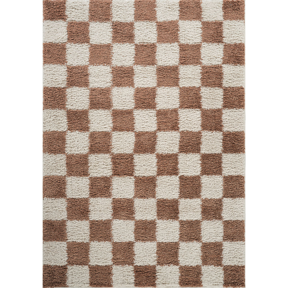 Desire Rugs Chester Terracotta Shaggy Checkered Rug 60 x 220cm Image 5