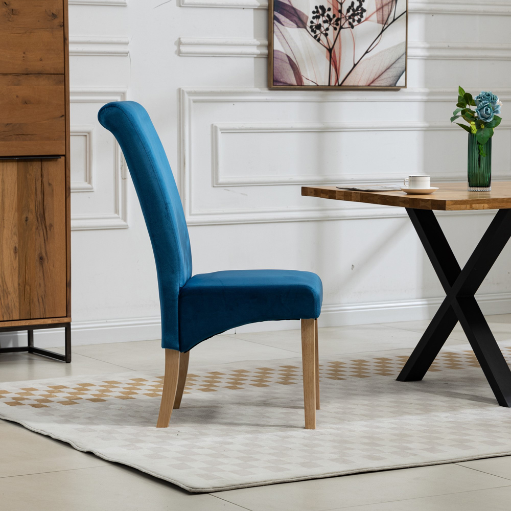 Artemis Home Rimini Set of 2 Blue Velvet Fabric Dining Chair Image 4