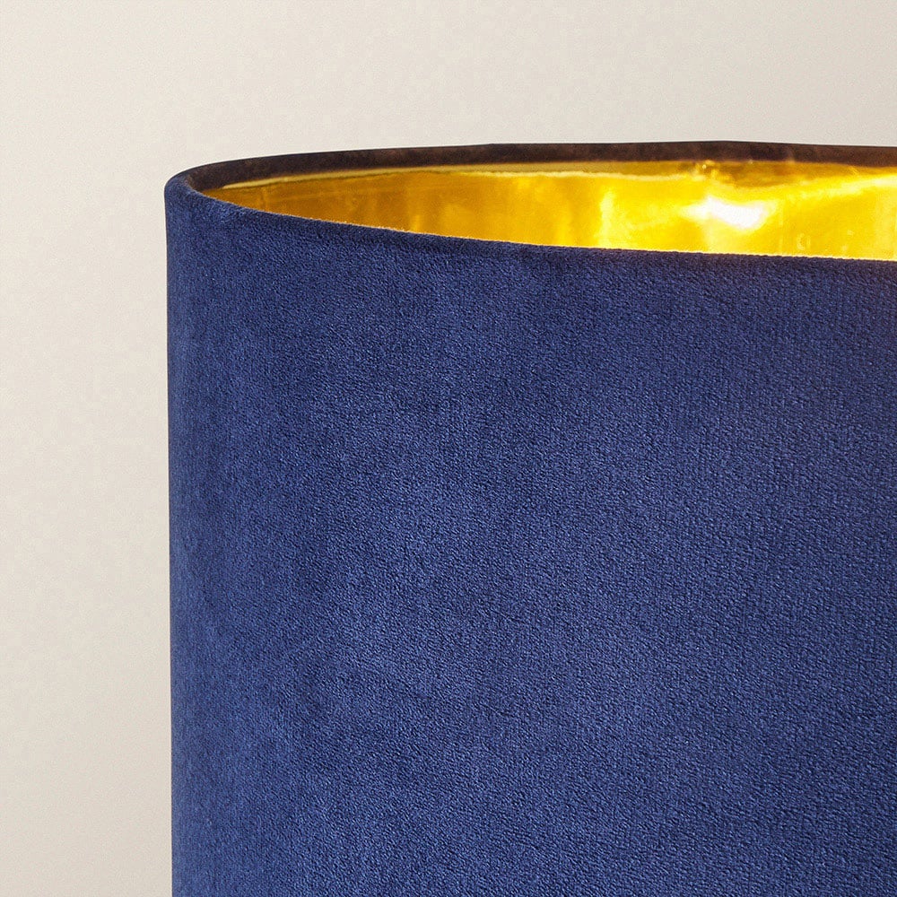 ValueLights Christina Navy Velvet and Gold Palm Leaf Floor Lamp with Bulb Image 3