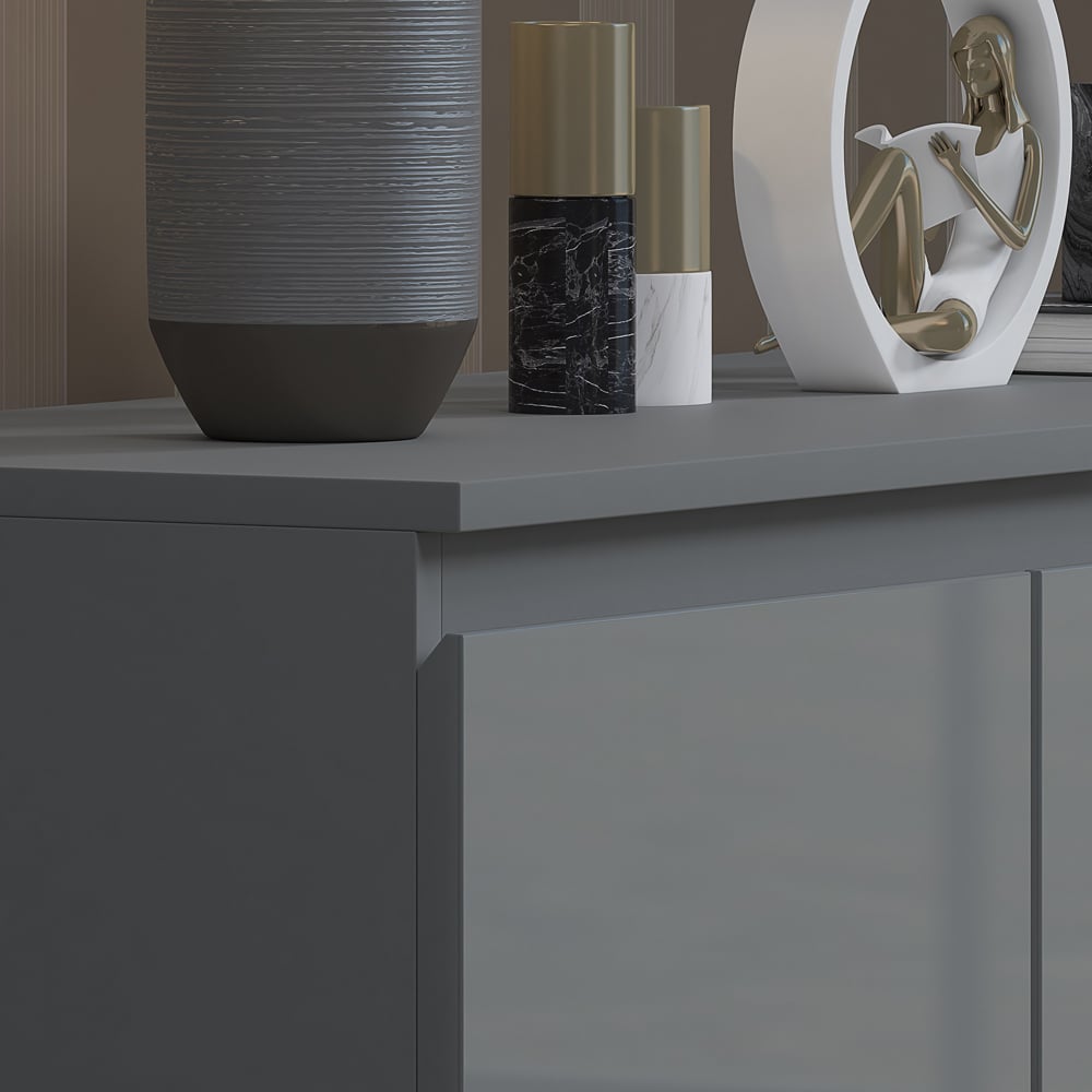 FWStyle Stora Merchant 7 Drawer Grey Gloss Chest Of Drawers Image 4