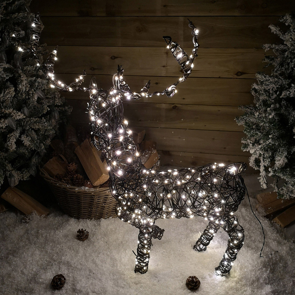 Samuel Alexander Wicker Standing Reindeer LED Christmas Decoration 99cm Image 4