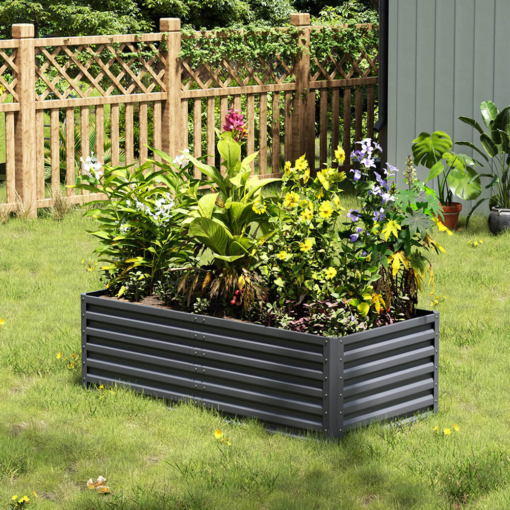 Living and Home Grey Rectangle Galvanised Steel Raised Garden Bed 180 x 90cm Image 8