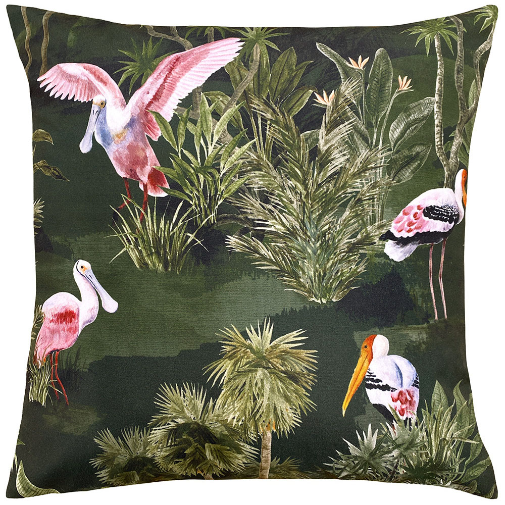 Paoletti Platalea Bottle Green Botanical Outdoor Cushion Image 1
