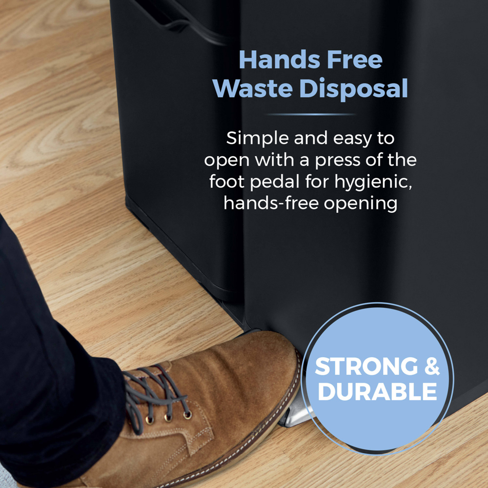 Tower Triple Recycling Black Pedal Bin 60L Image 4