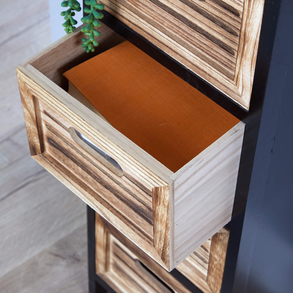 Home Source Mostyn 4 Drawer Black and Oak Chest of Drawers Image 4