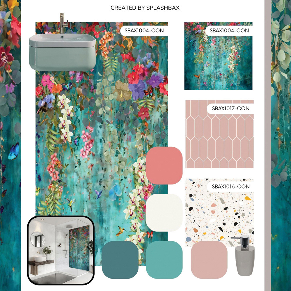 Splashbax Premium Artisan Botanical Cascade Di Bond Shower Panel 2400 x 900mm Image 8