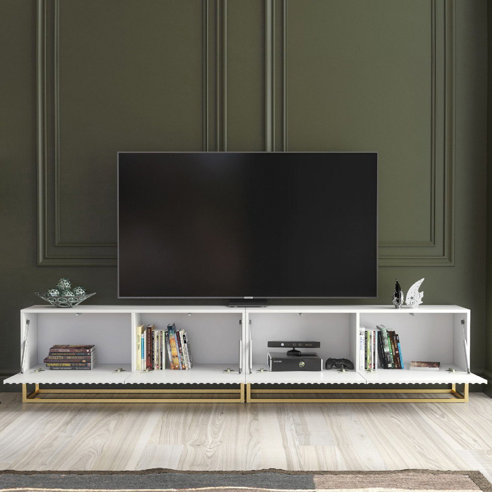 Creative Furniture Ripple Duo White 2 Fluted Door TV Unit Image 4