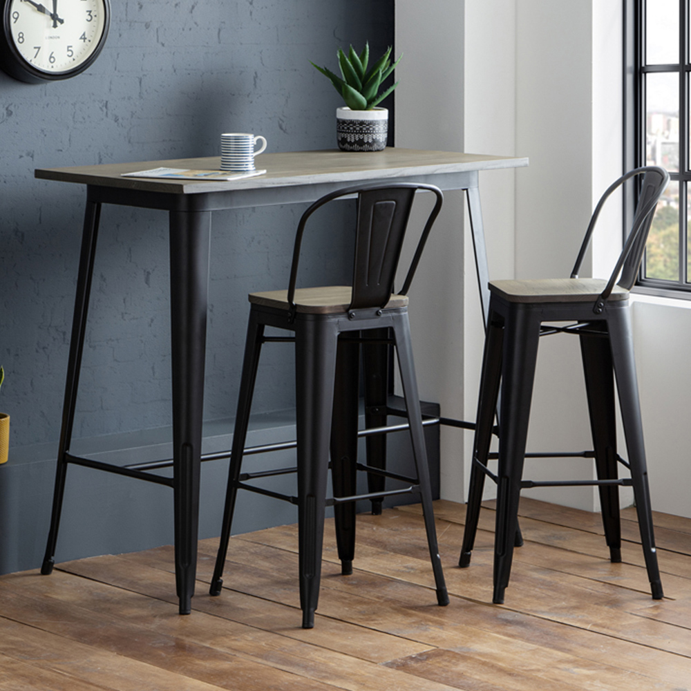 Julian Bowen Grafton 2 Seater Bar Table Set with Stools Black Image 1