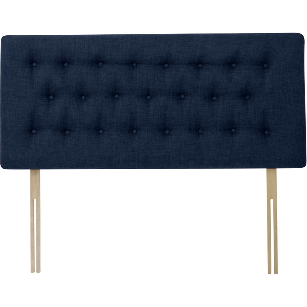 Bedmaster Lona Small Double Midnight Linen Buttoned Headboard Image 2