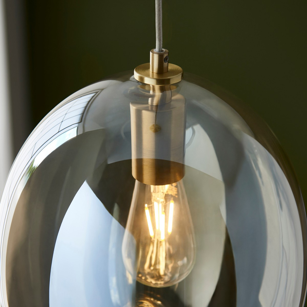 Merano Lecce Satin Brass Plate Champagne Lustre Glass Dome Pendant Ceiling Light Image 7