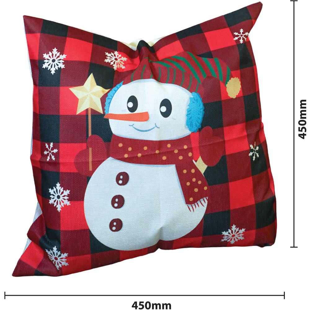 Xmas Haus Festive Black and Red Plaid Snowman Christmas Cushion 45 x 45cm Image 4