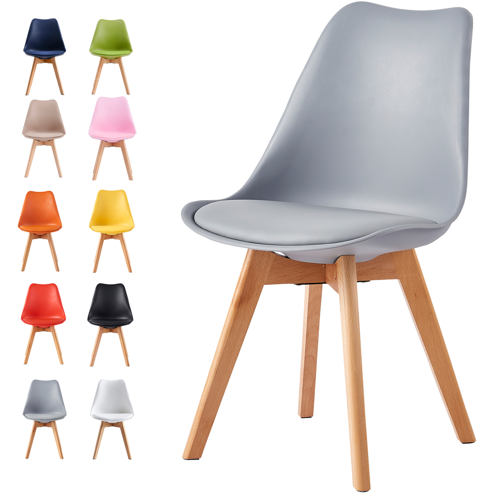 Eva Grey Padded Dining Chairs Image 7