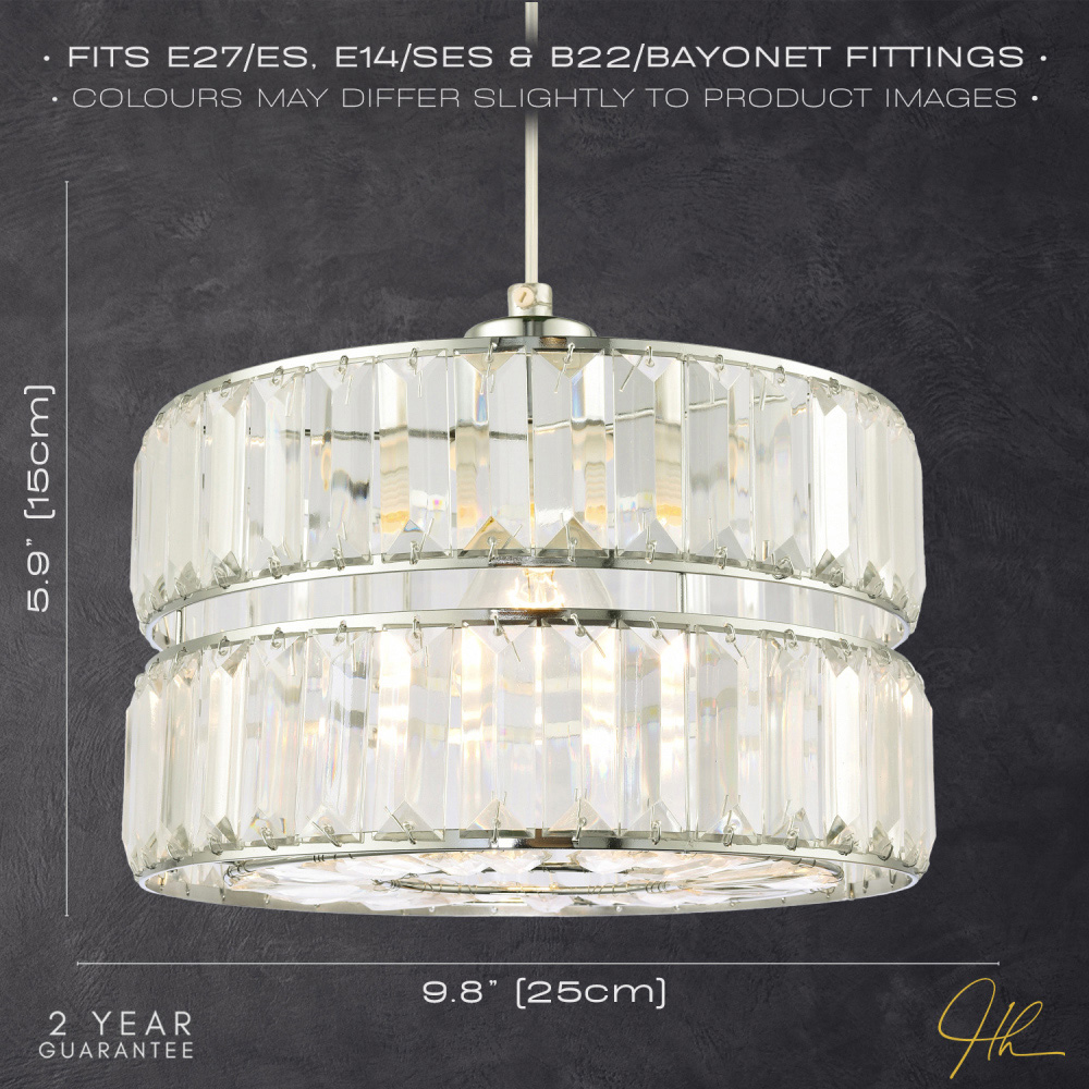 Happy Homewares 2 Tier Pendant Shade with Clear Acrylic Prism Image 7