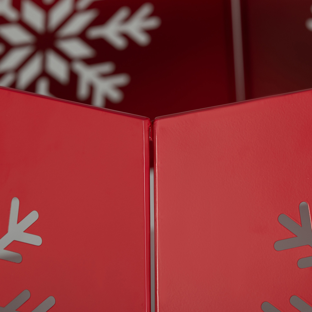 Everglow Red Hollow Snowflake Pattern Hexagon Christmas Tree Base Cover Image 3