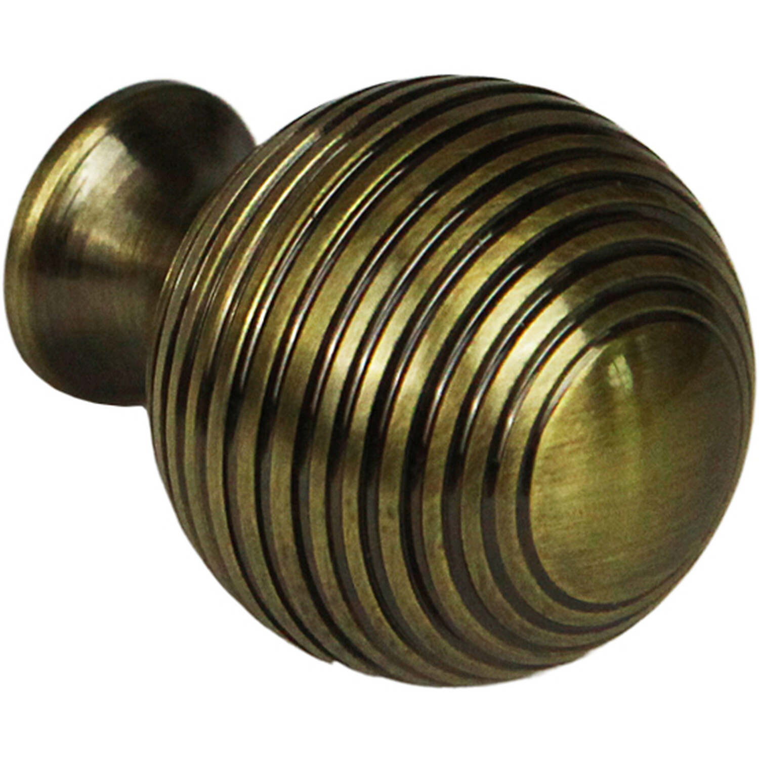Pack of 4 Reeded Beehive Cabinet Knobs Antique Brass Image 2