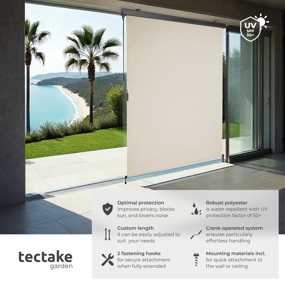 tectake Eloise Beige Vertical Awning with 2 Wall Brackets 1.4 x 2.5m Image 6