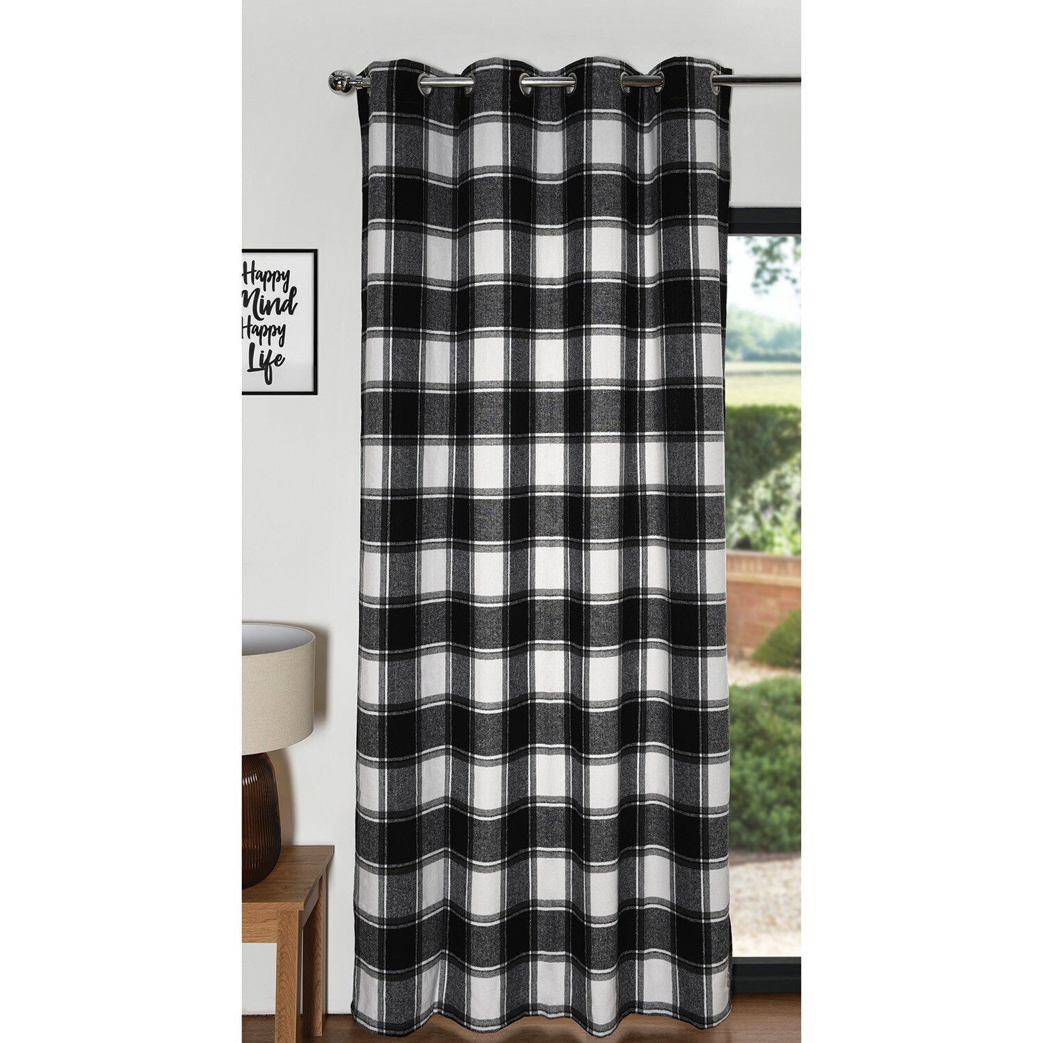 Highland Check Single Panel - Black Image 2