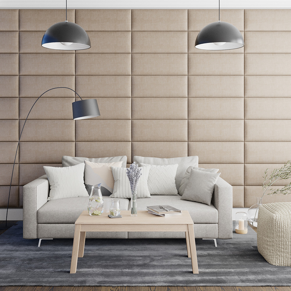 Aspire EasyMount Mink Malham Weave Upholstered Wall Mounted Headboard Panels 4 Pack Image 3