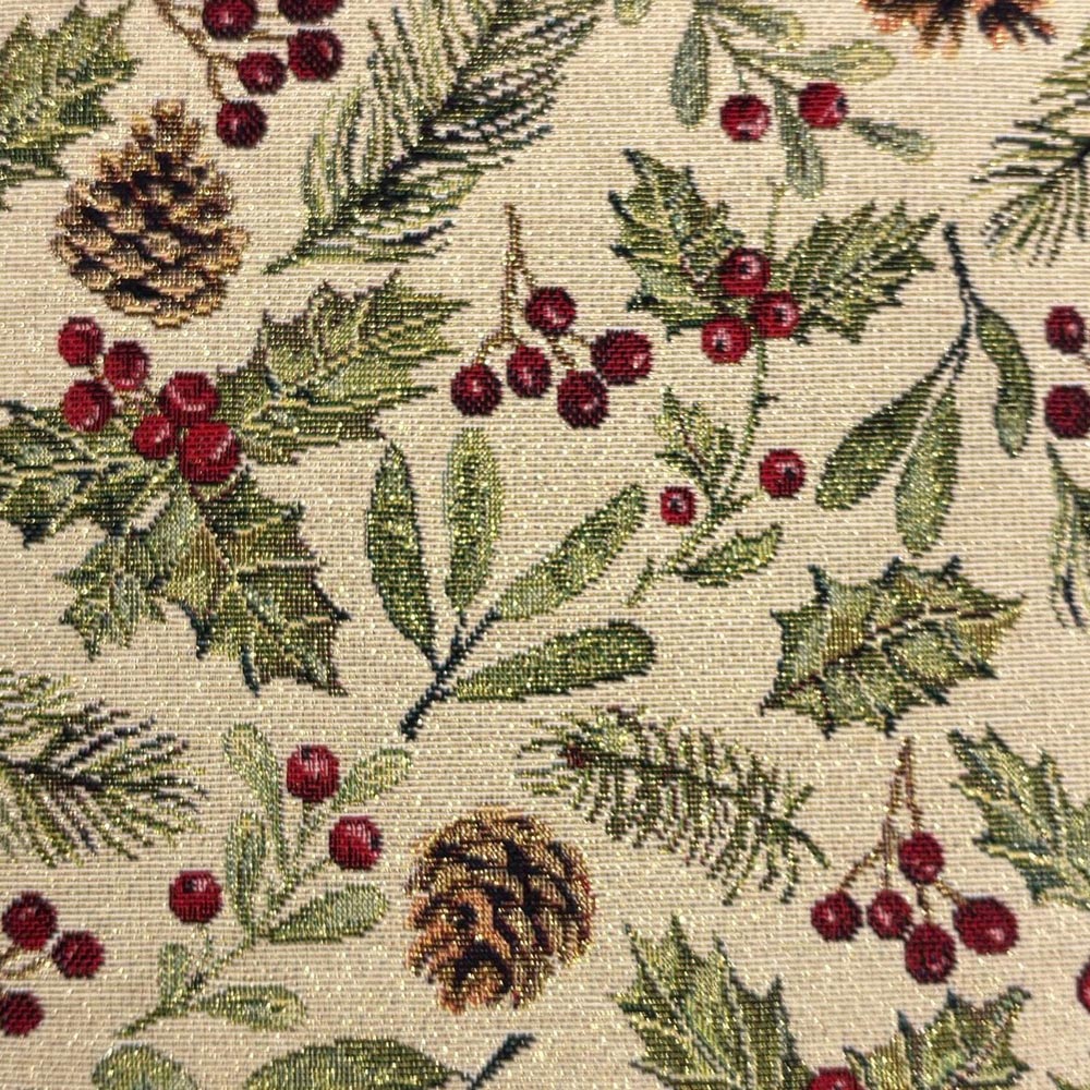Holly Berries Tapestry Cushion - Green Image 3