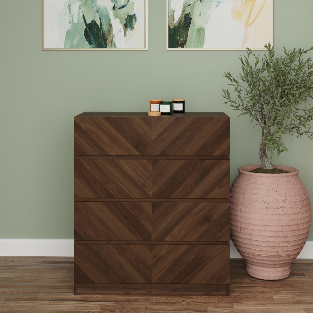 GFW Catania 4 Drawer Royal Walnut Wood Chest of Drawers Image 5