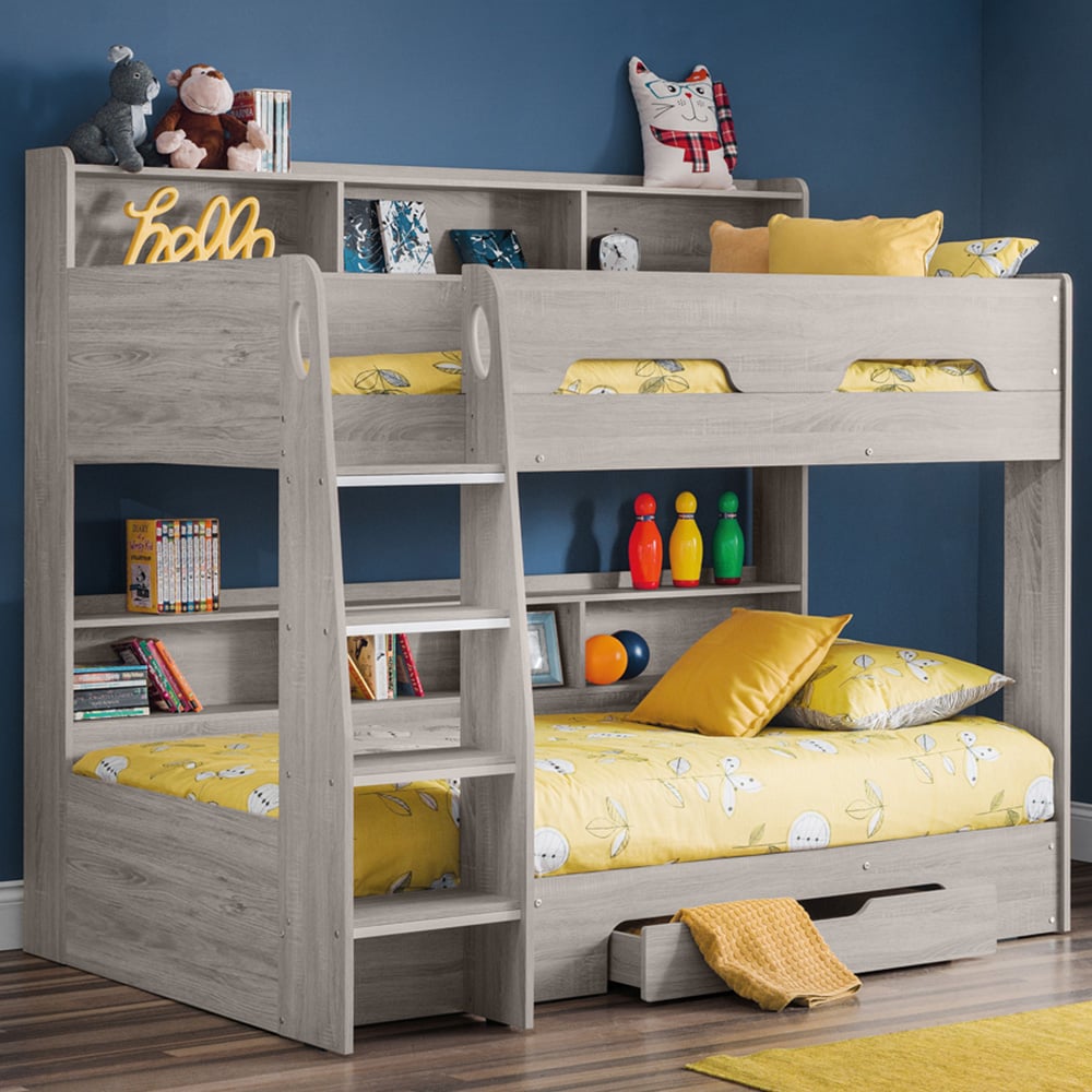 Julian Bowen Orion Grey Oak Single Drawer Bunk Bed Image 1