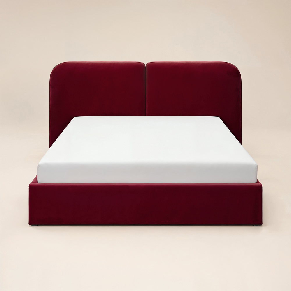 Solace+Co Lena King Size Burgundy Velvet Ottoman Bed Image 3