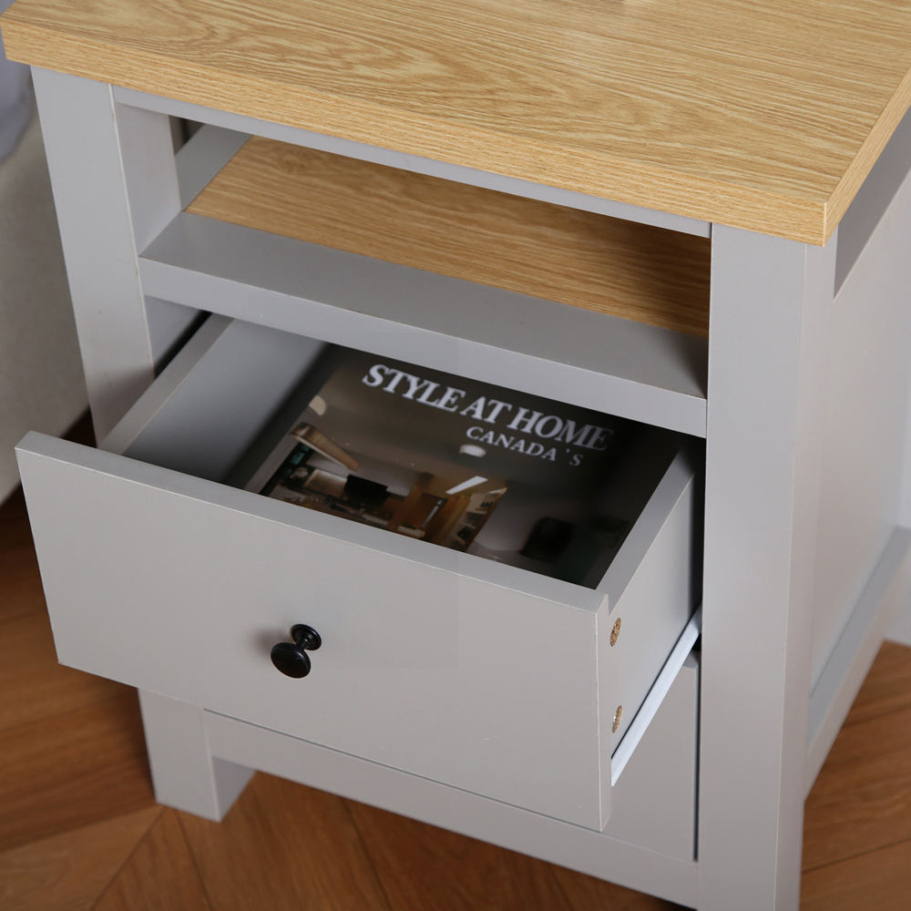 Wiltshire 2 Drawer Grey Bedside Table Image 3