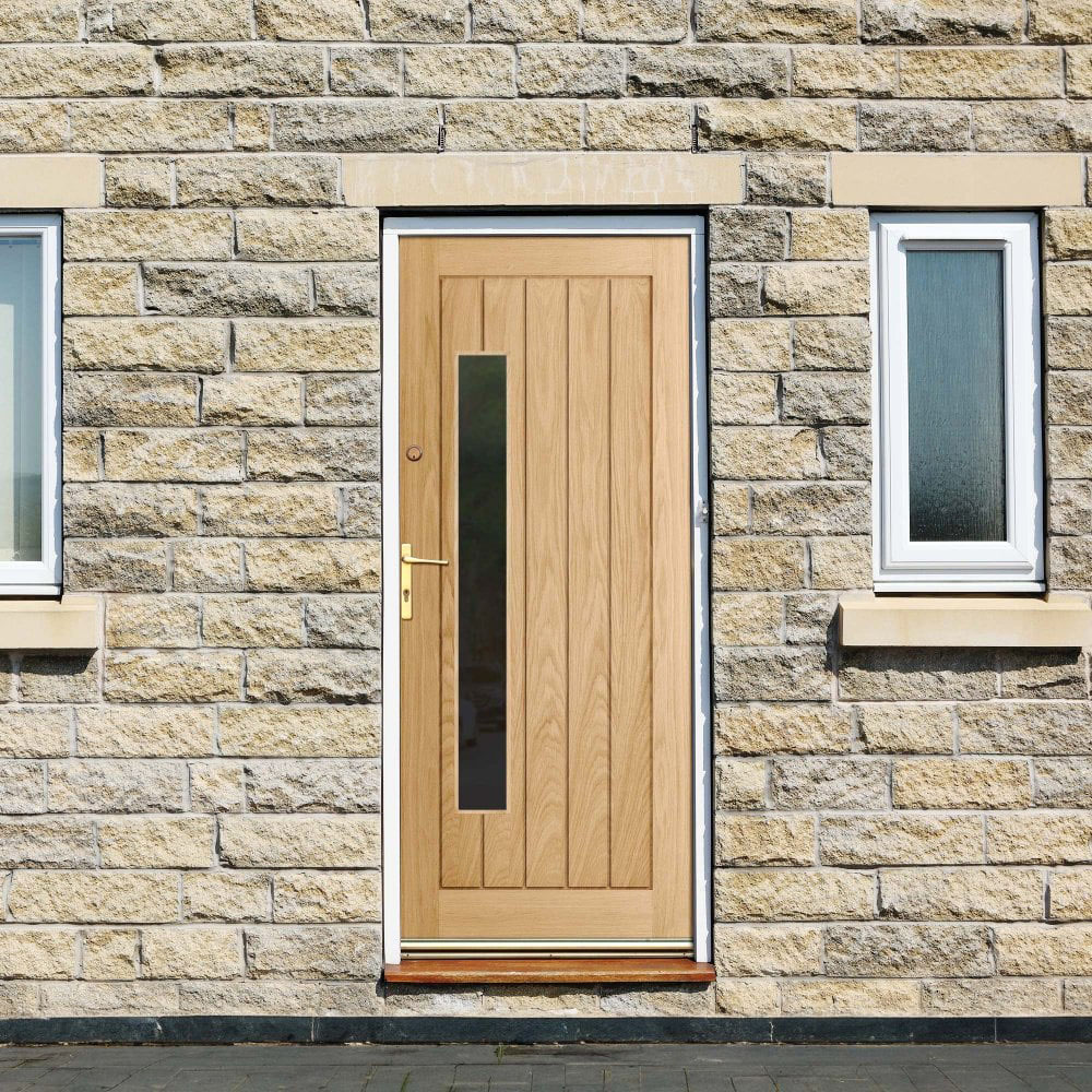 Oak Farley 1 Light Offset Obscure Double Glazed External Door 1981 x 838 x 44mm Image 2