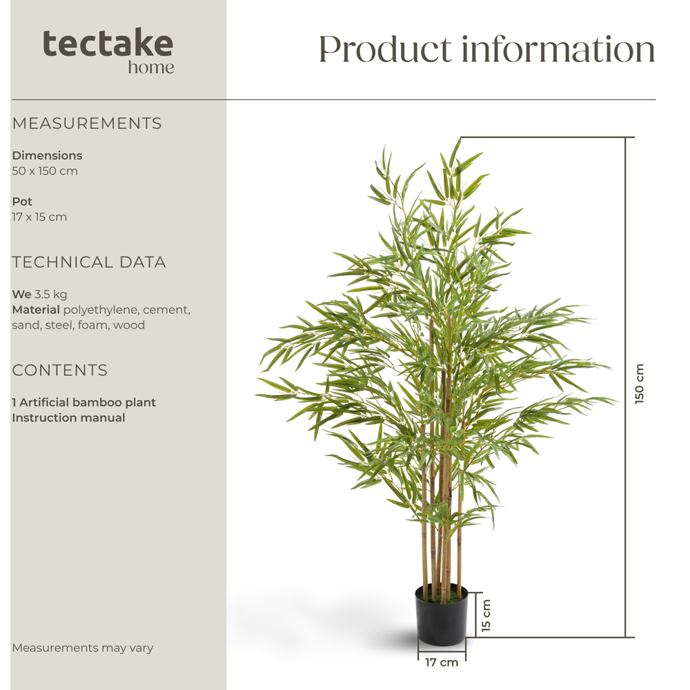 tectake Artificial Bamboo Plant in Pot 150cm Image 9