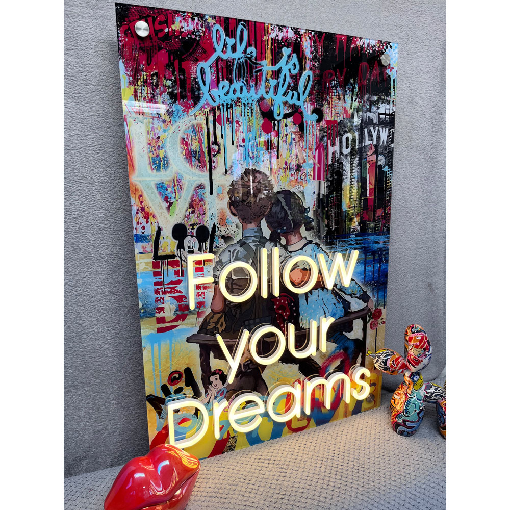 Splashbax Follow Your Dreams Unframed LED Neon Wall Art Image 4