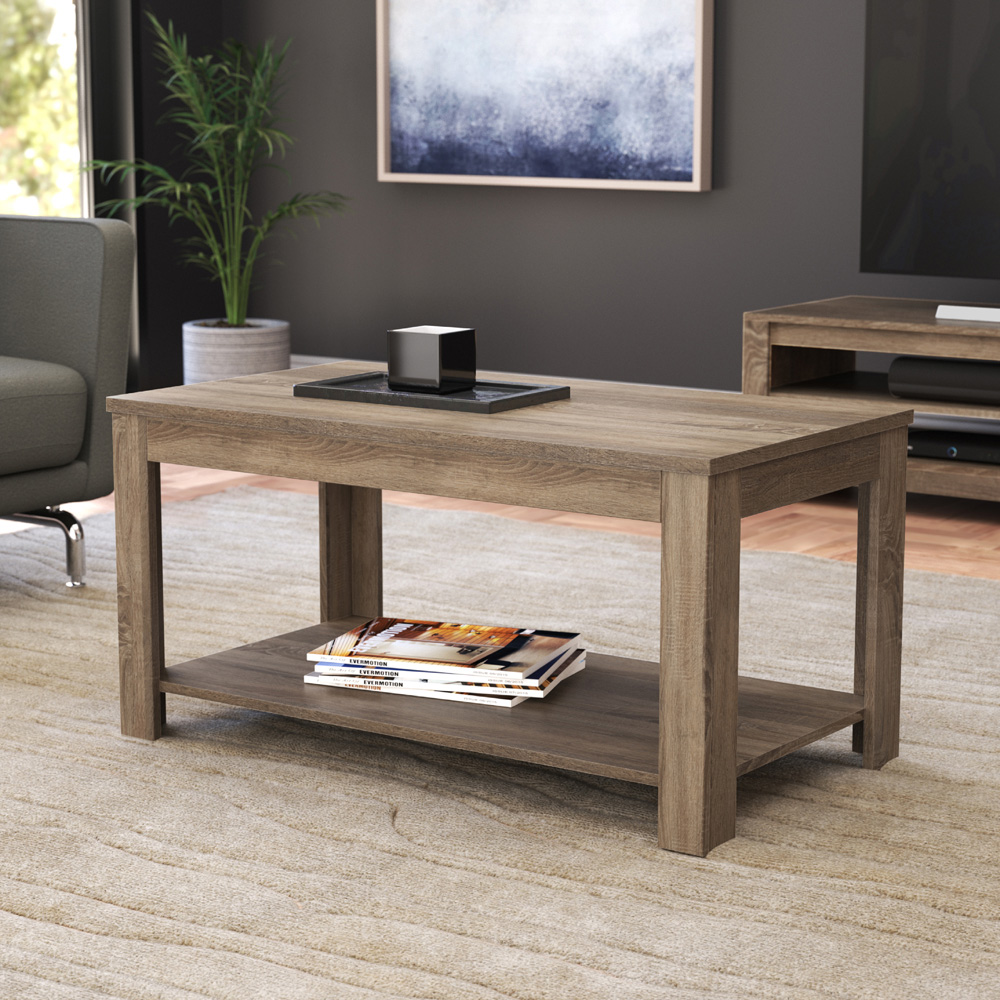 AVF Calibre Single Shelf Rustic Sawn Oak Coffee Table Image 4