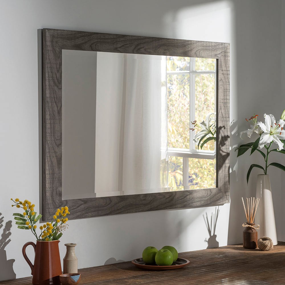 Yearn Rustic Grey Bevelled Mirror 99.5 x 71.5cm Image 2