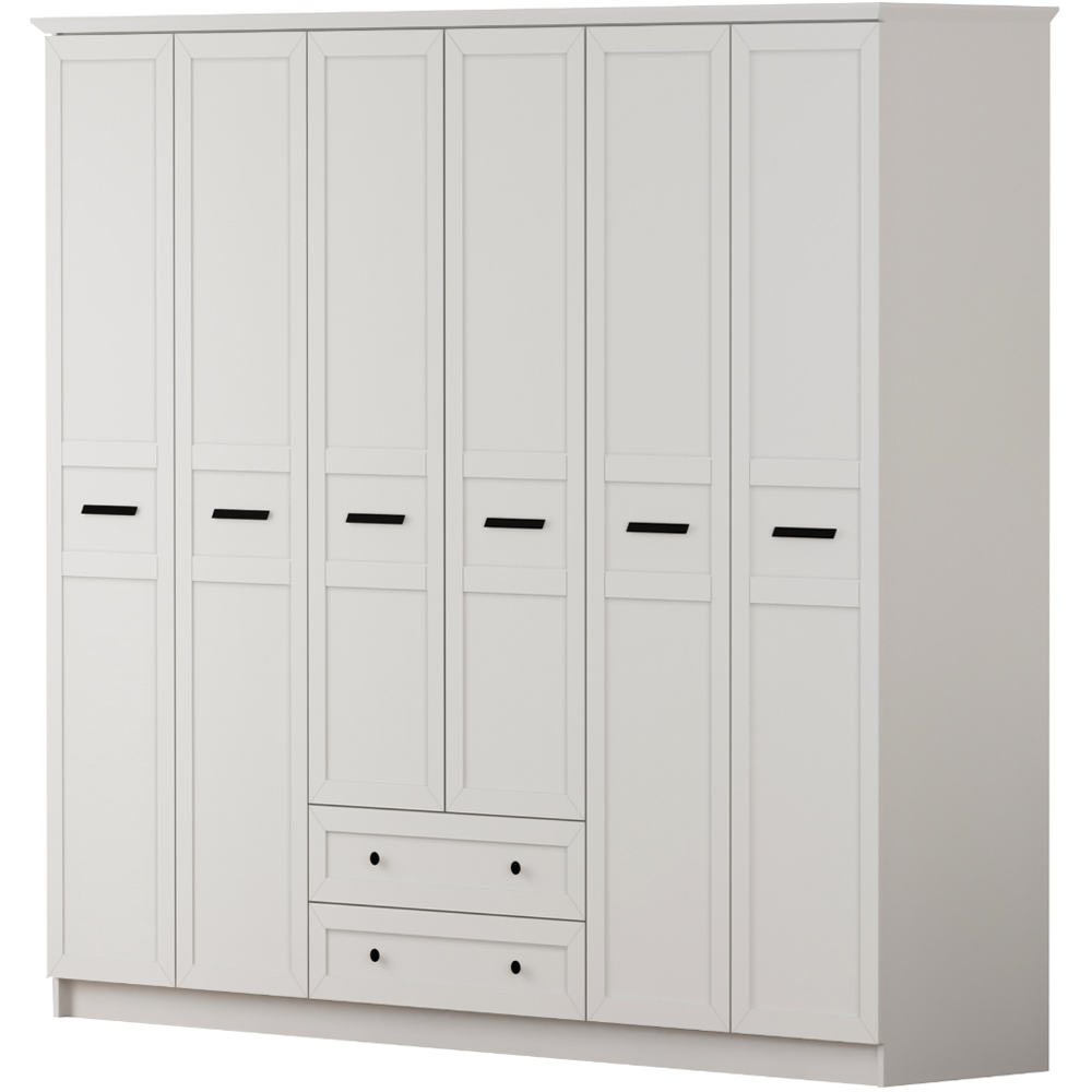 Evu DAISY 6 Door 2 Drawer White Wardrobe Image 2