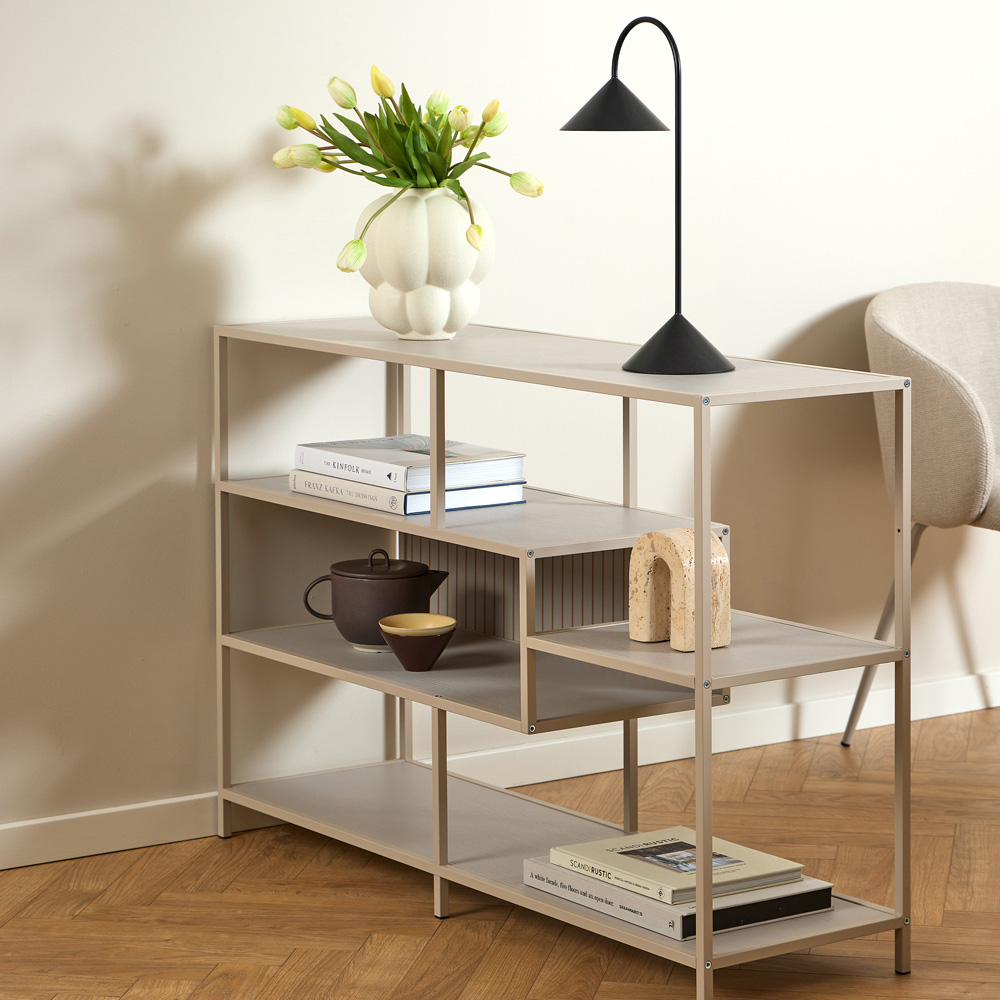 Florence Seaford 4 Shelf Wide Grey Steel Bookcase Image 8