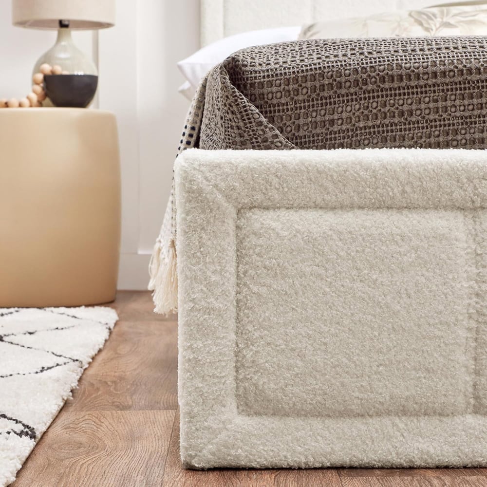Home Treats King Size Boucle Plush Ottoman Storage Bed Image 4