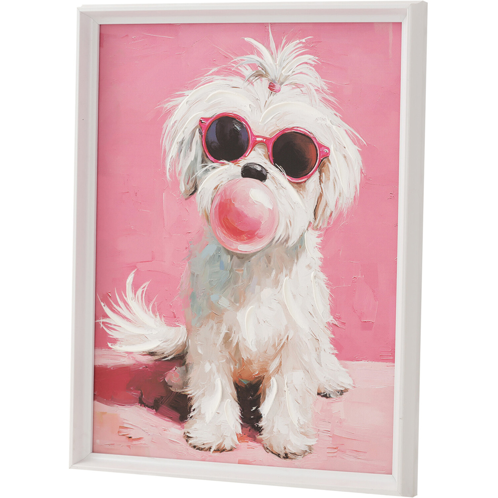 Poised Pink Maltese Dog Framed Art Image 9