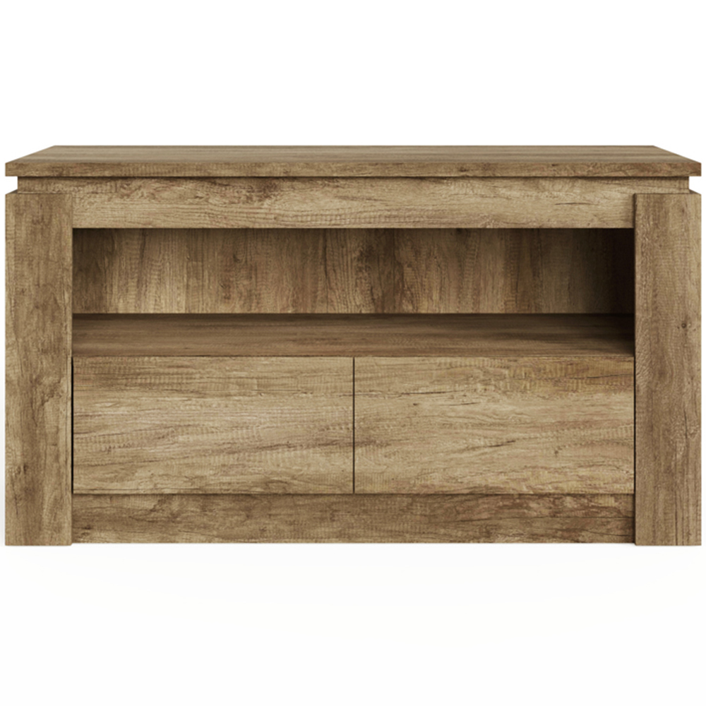 GFW Canyon 2 Drawer Single Shelf Oak TV Unit Image 4