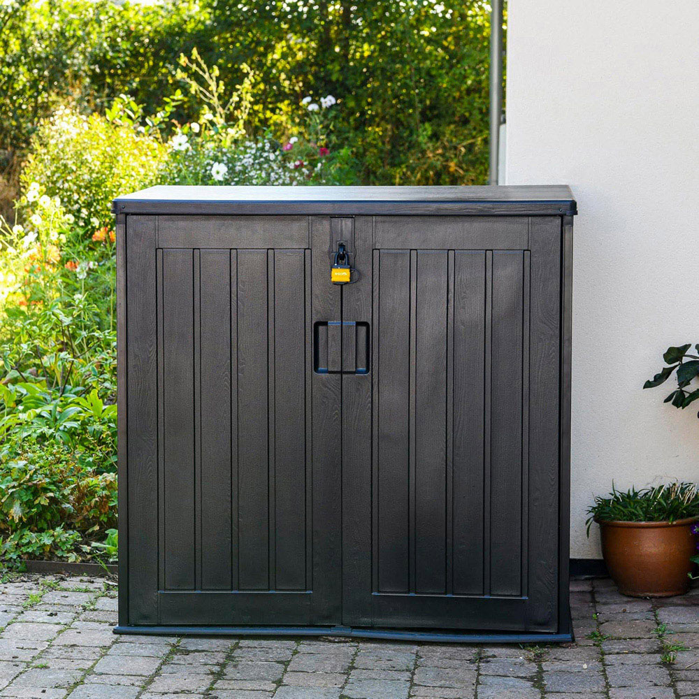 Garden Gear 775L Dark Brown Wood Effect Garden Storage Box Image 2