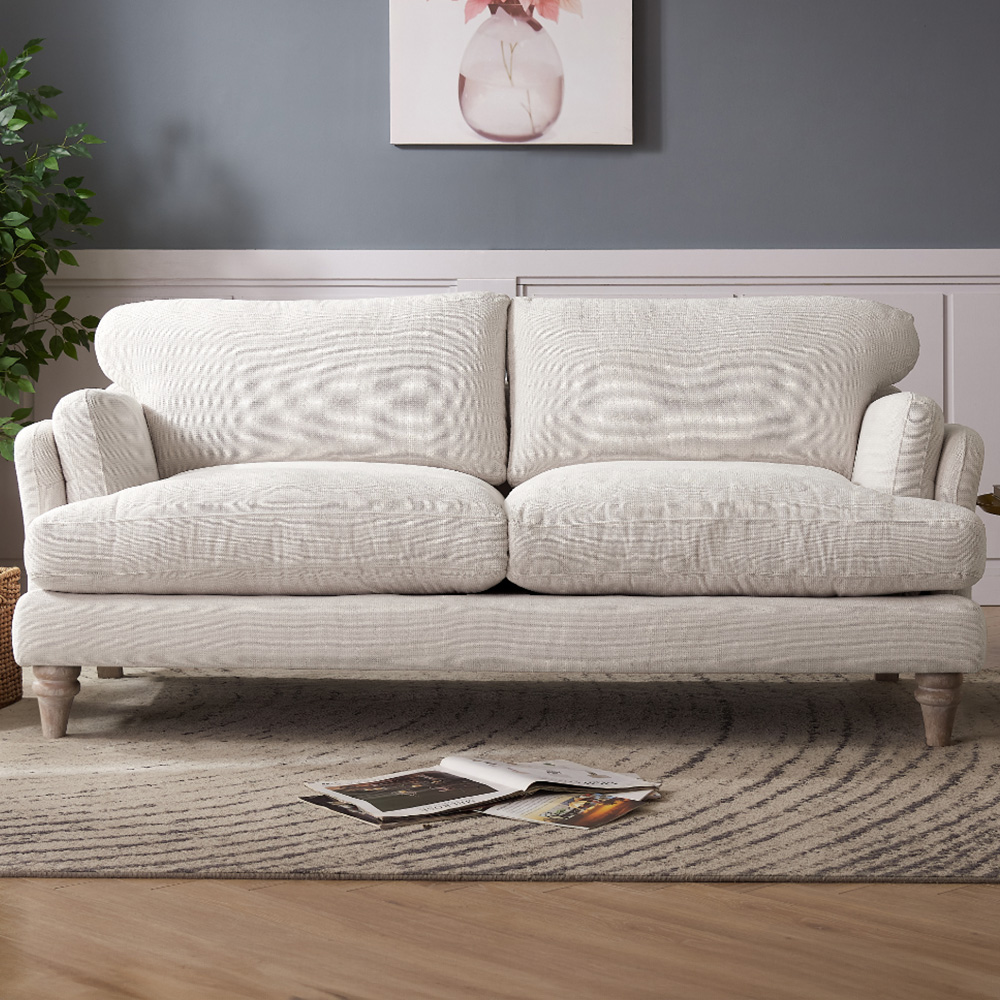 Home Detail Regent 3 Seater Ivory Linen Sofa Image 1