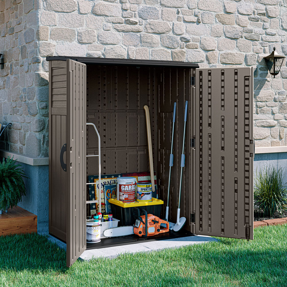 Suncast Aston 6 x 2ft Stone Grey Double Door Storage Cabinet Image 3