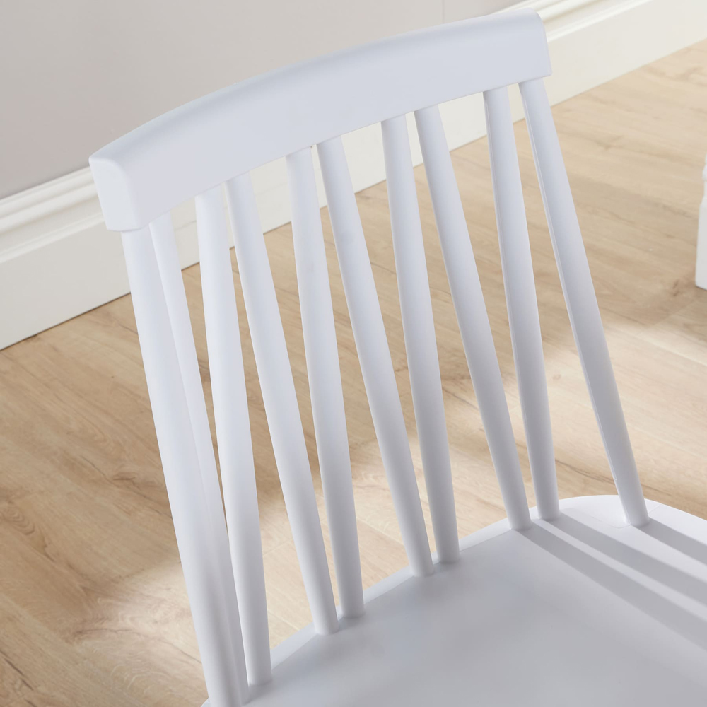 Home Source 4 Seater Wooden Slatted Back Dining Set White Image 4